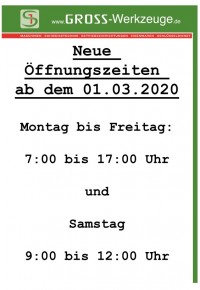 Wir &auml;ndern unsere &Ouml;ffnungszeiten: